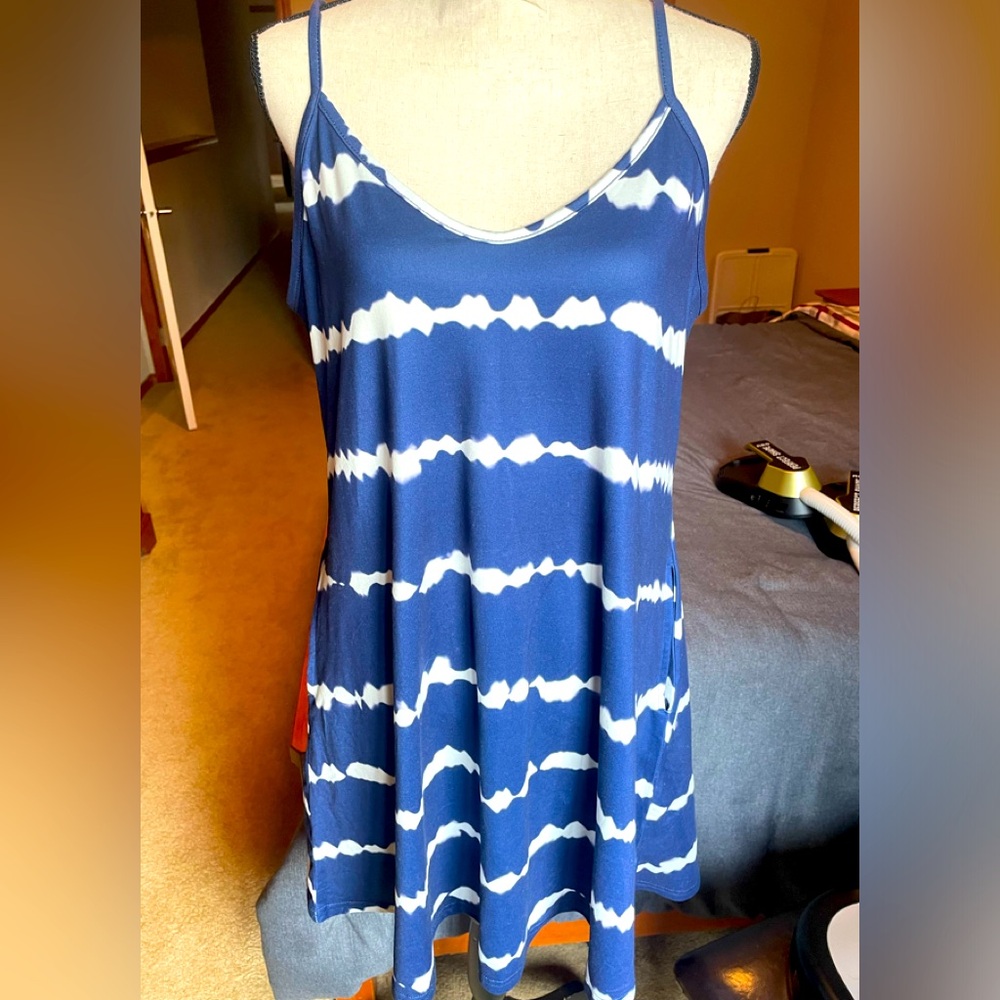 BEUFRI Women’s Summer Spaghetti strap casual swing tank beach cover up dress